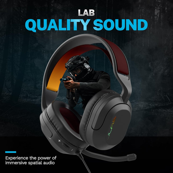 JLab Nightfall Over-Ear-Gaming-Headset mit Mikrofon für PC/Xbox/PS5/PS4/Nintendo Switch – 50-mm-Tre