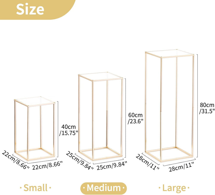 Nuptio Gold Vase für Hochzeit Tafelaufsätze mit Acrylplatte - 2 Stück 60cm Hohe Metall Blumenvasen B