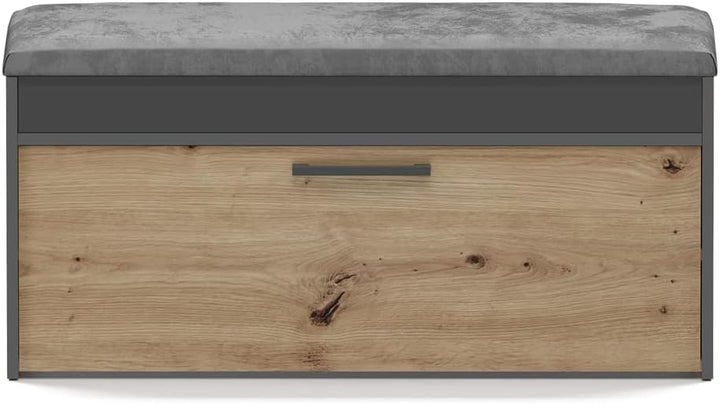 VBChome Schuhschrank mit Sitzfläche und Stauraum 100 x 35 x 49 cm Eiche Artisan - Antrazit Griffe Sc