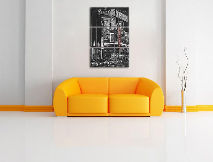 berühmtes Hershey's in New York schwarz/weiss Spezial 3-Teiler Leinwandbild 120x80 Bild auf Leinwand