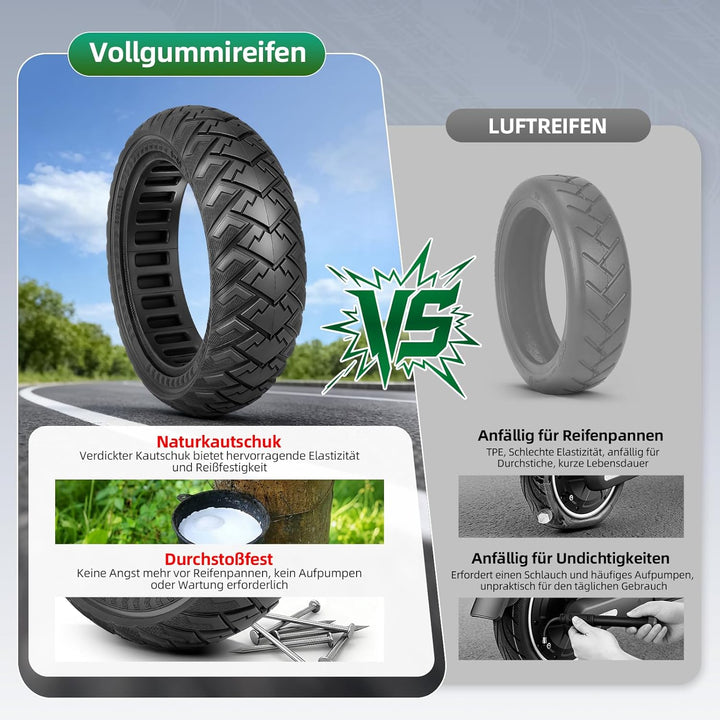 Prodrocam 60/65-6,9 Vollgummireifen für Ninebot Max G2 G65 Roller 10 Zoll Front/Hinterräder Ersatz Z