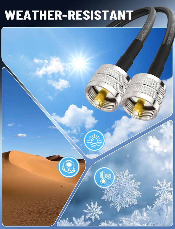 Superbat HF VHF UHF PL259 Kabel RG8X 10FT (3m) PL-259 Stecker auf Stecker Low Loss UHF kabel 50 Ohm