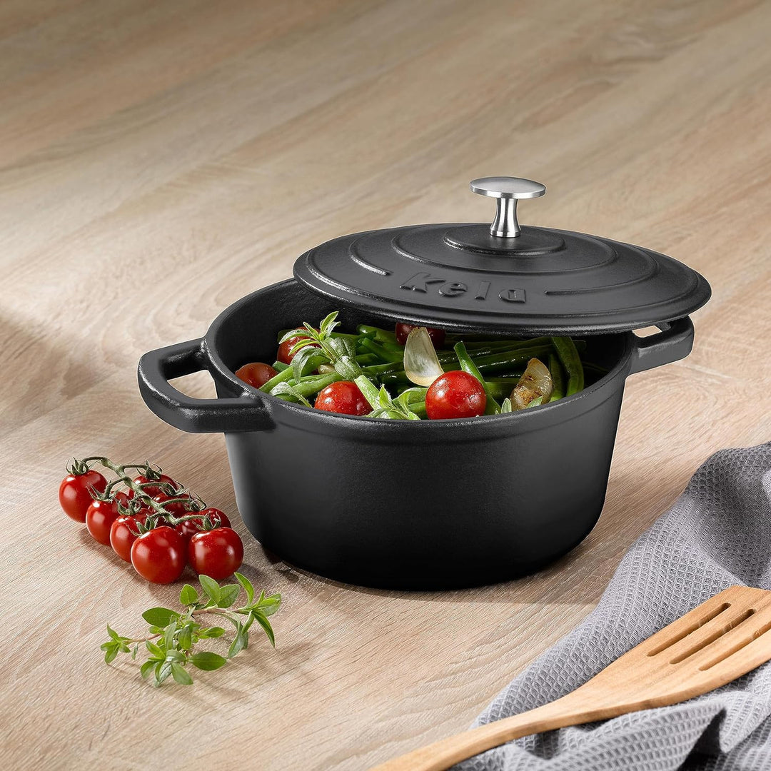 Kela Bräter rund Calido Gusseisen 2,50l, Schwarz (2,5