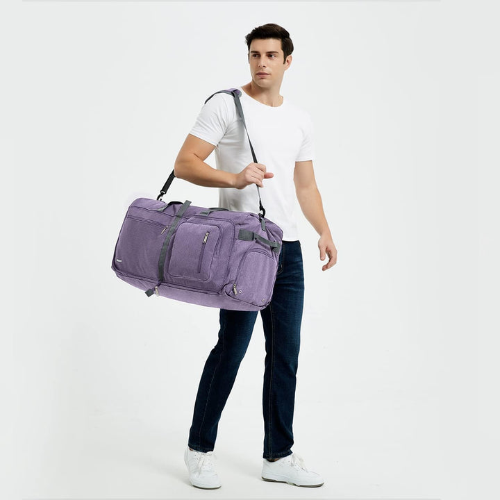 WANDF Reisetasche 85L mit Schuhfach Faltbare Weekender-Reisetasche Handgepäck für Männer Frauen (Lil
