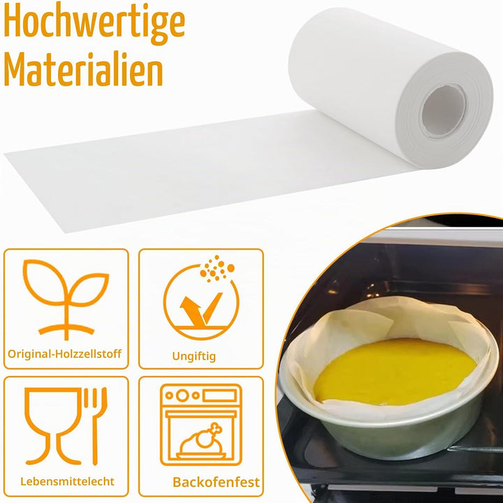 AKOLAFE 2 Rollen Backpapier Zuschinitte 50m x 10cm Wiederverwendbar Baking Paper Zuschnitte Silikon