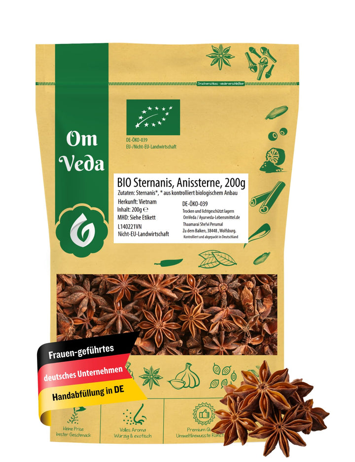 Sternanis BIO Echter Sternanis 200g | ganz mit Bruch | Anissterne | Premium BIO-Qualität zum Kochen