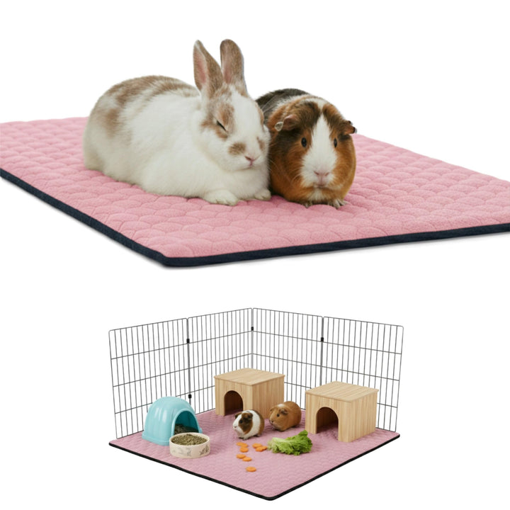 Käfigeinlage für Kaninchen und Meerschweinchen mit Abnehmbarer Fleece-Tunneldecke - perfekte Einstre