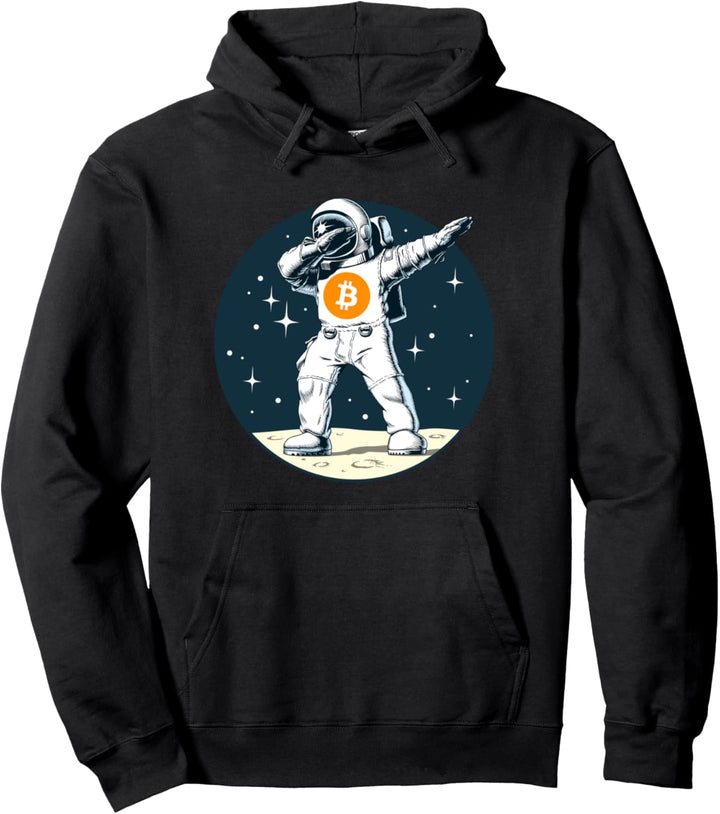 Cryptocurrency Talk - Fun Bitcoin Dabbing Space Man Merch Pullover Hoodie