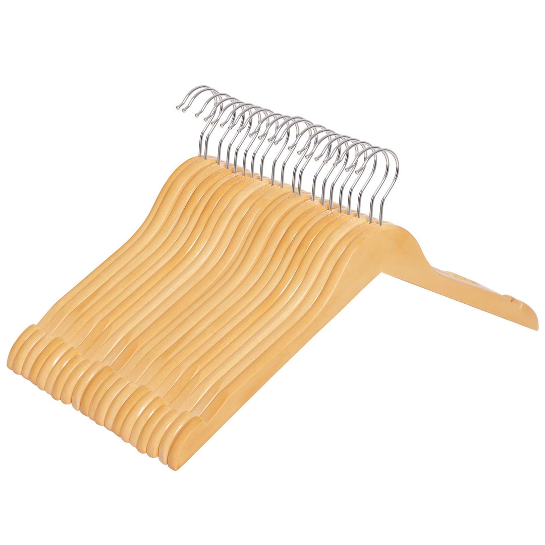 SONGMICS Kleiderbügel, 20er Set, Kleiderbügel Holz, aus Massivholz, Holzbügel mit Einkerbungen, Jack