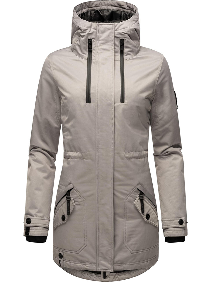 Navahoo Damen Warmer Winter Kurzmantel Avrille II XS-XXL, Zinc Grey