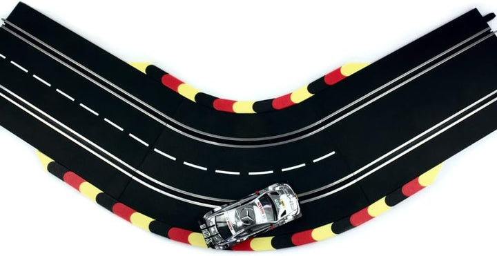 Overdrive-Racing Curbs für Carrera 124 132 EVO '1 Meter Schwarz-Rot-Gelb' Randstreifen Randsteine Sl
