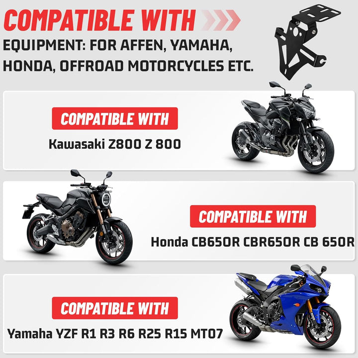 Baceyong Motorrad-Kennzeichenhalter, multifunktionale Motorrad-Halterung Universal-Motorrad-Heck ord