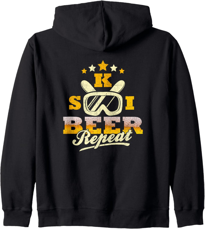 Vintage Ski Bier Wiederhole Not Lustige Skifahren Skifahren Kapuzenjacke