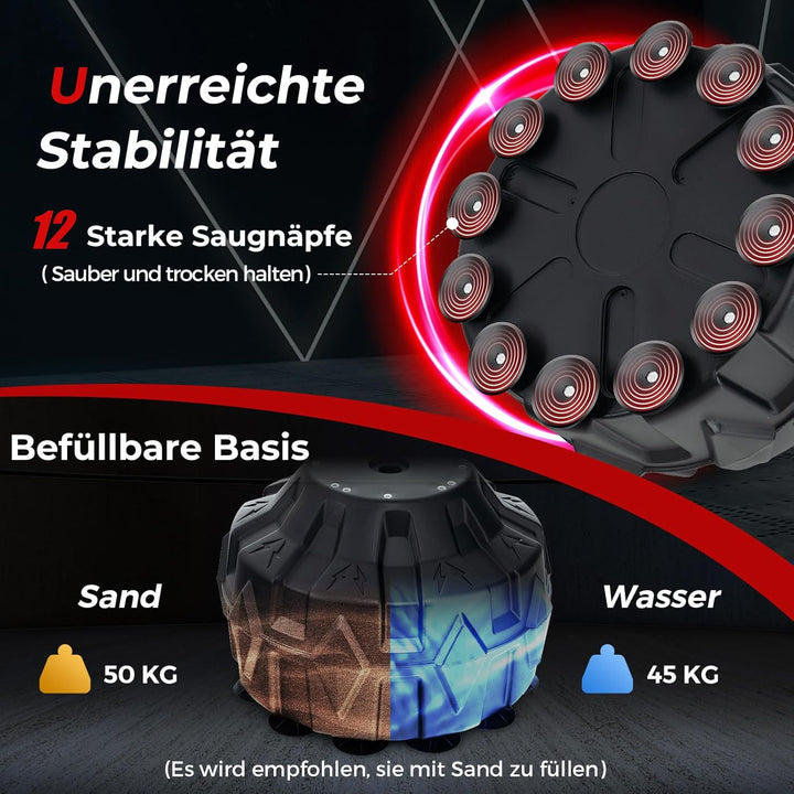 COSTWAY 178 cm Freistehender Boxsack, Standboxsack mit befüllbarem Saugfuss, Kickboxsack MMA, Punchi
