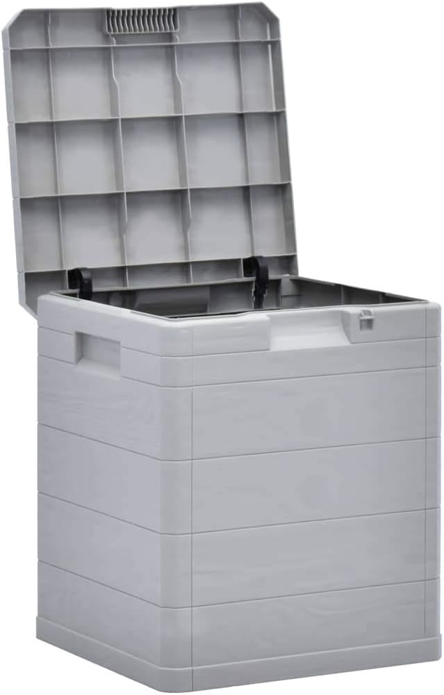Ksodgun Garten-Aufbewahrungsbox Gartenbox Balkonbox Kissenbox Gartenmöbel 90 L Hellgrau
