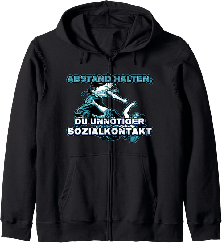 Abstand halten du unnötiger Sozialkontakt Lustiger Spruch Kapuzenjacke