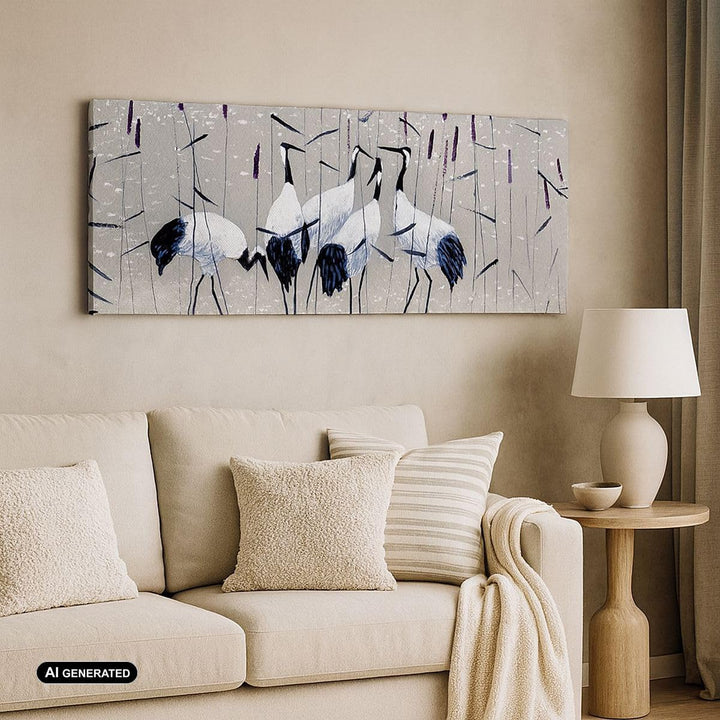 Wandbilder Dekoration Wohnzimmer Vogel Natur Wasser Panorama Bilder auf Leinwand 120x50cm Leinwandbi