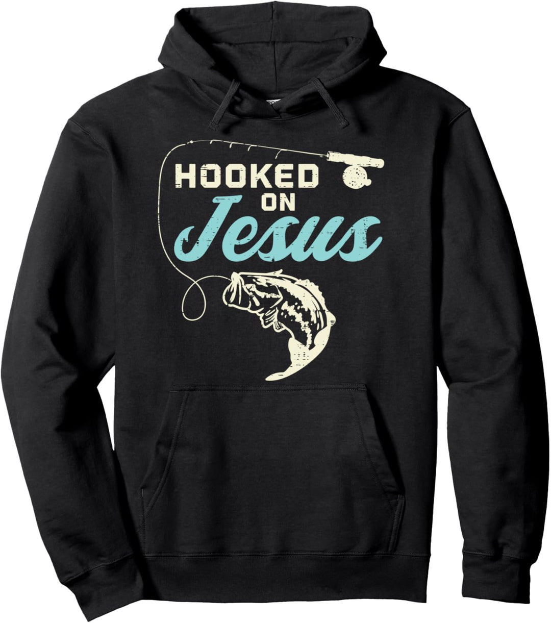 Hook On Jesus Bass Fishing Christian Religious God Gift Pullover Hoodie