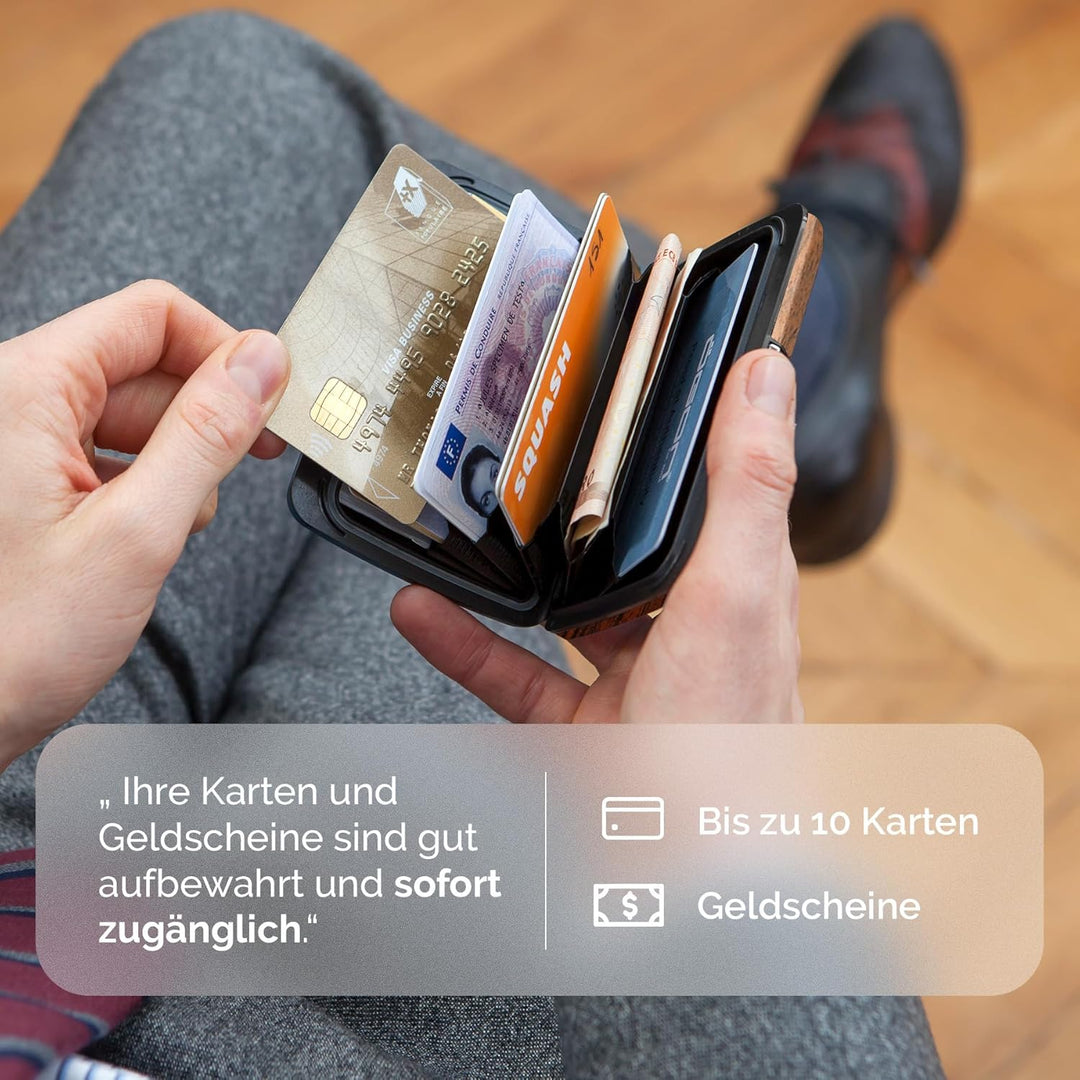 OGON Aluminium Geldbörse Smart Case V2 - Einfache Lagerung - Metallverschluss - Kartenetui mit RFID-