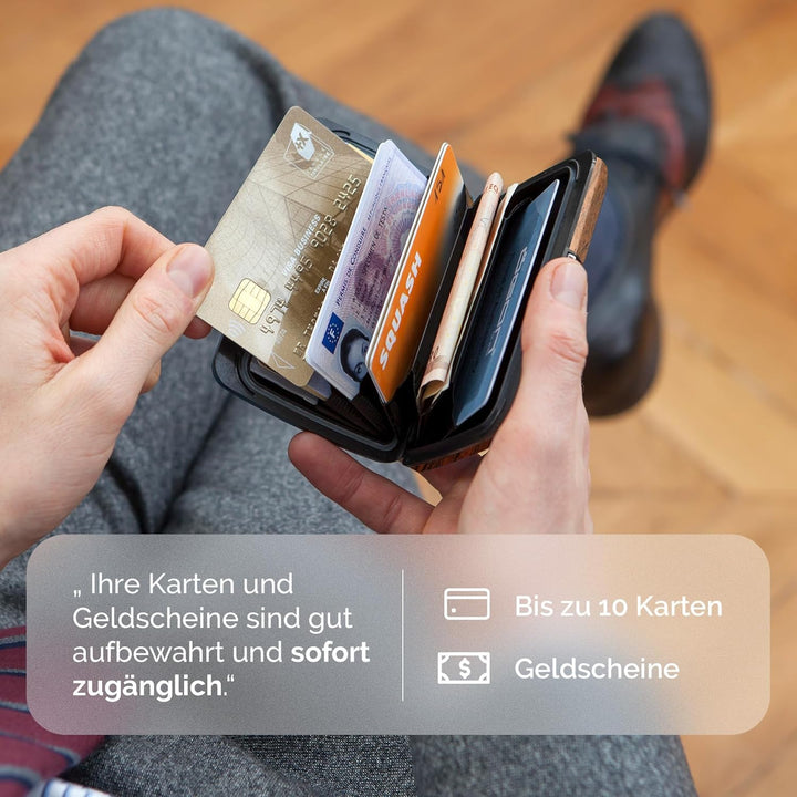 OGON Aluminium Geldbörse Smart Case V2 - Einfache Lagerung - Metallverschluss - Kartenetui mit RFID-