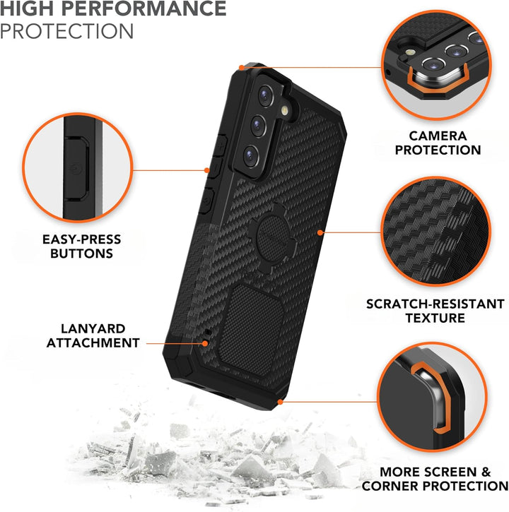Rokform Galaxy S22 Hülle, Rugged Series, magnetische Hülle mit Drehverschluss, sturzgeprüfte Rüstung