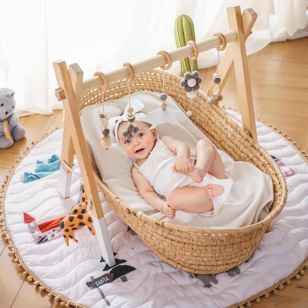 Spielbogen Baby Holz für Babies Baby Gym Holz Spielbogen Wickeltisch Neugeborenen Spielzeug Activity