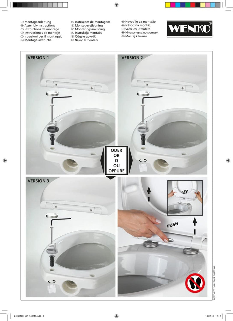 WENKO WC-Sitz Peony, hygienischer Toilettensitz mit Absenkautomatik und Fix-Clip Befestigung, WC-Dec