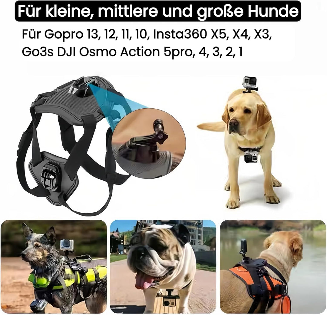 Haustier Geschirr für GoPro, Hundegeschirr für GoPro 13 12 11 10 9 8 7 Insta360 X5 X4 X3 Go3s DJI Os