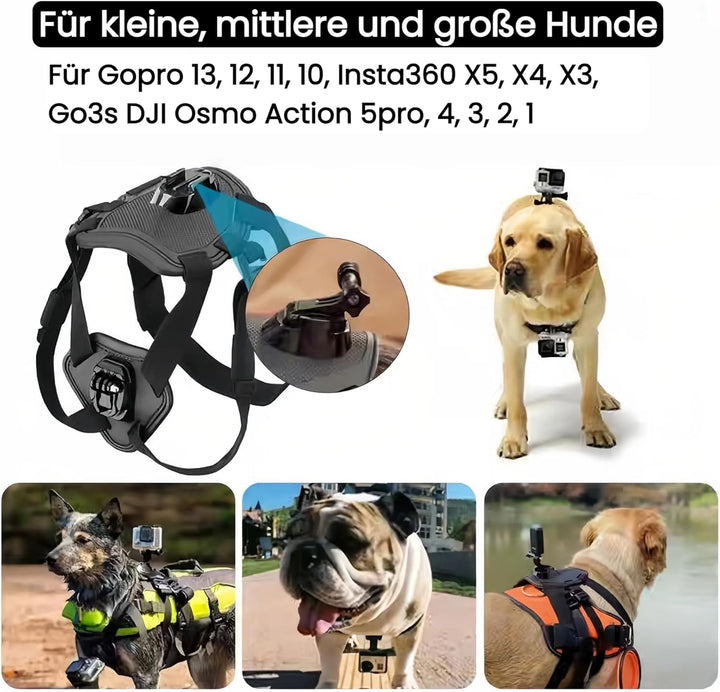 Haustier Geschirr für GoPro, Hundegeschirr für GoPro 13 12 11 10 9 8 7 Insta360 X5 X4 X3 Go3s DJI Os