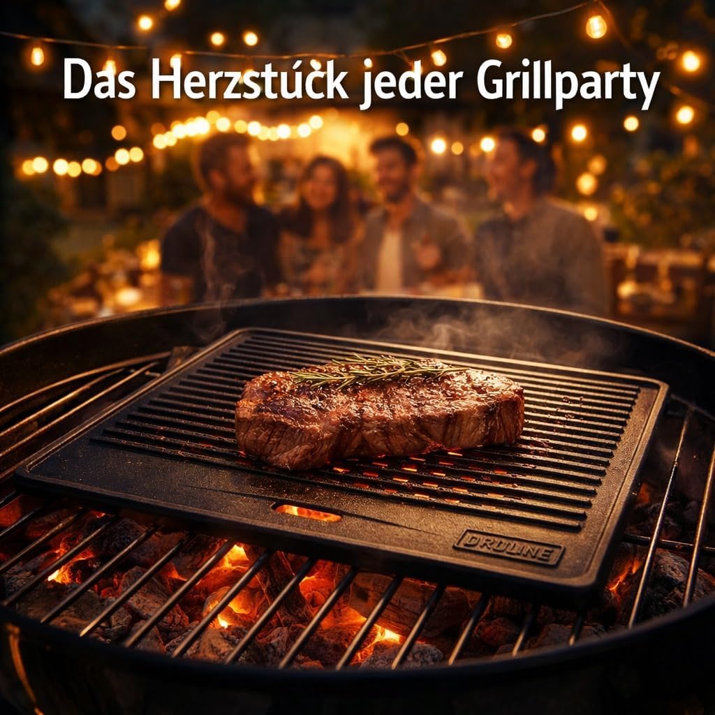 GP1 Grillplatte für PRO/RED Serie Wendeplatte Gusseisen Pizzaplatte Grill-Zubehör Universal 4,15kg 4