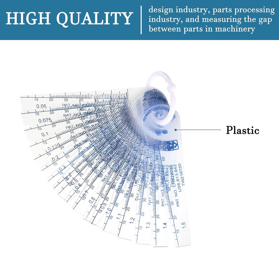 QUARKZMAN 1 Stück 0.05-1.5mm Dicke Fühlerlehre Lückenfüller Kunststoff 18 in 1 für Designindustrie u