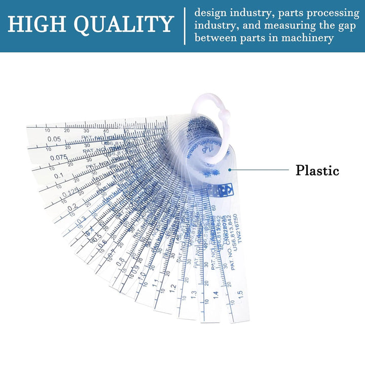 QUARKZMAN 1 Stück 0.05-1.5mm Dicke Fühlerlehre Lückenfüller Kunststoff 18 in 1 für Designindustrie u