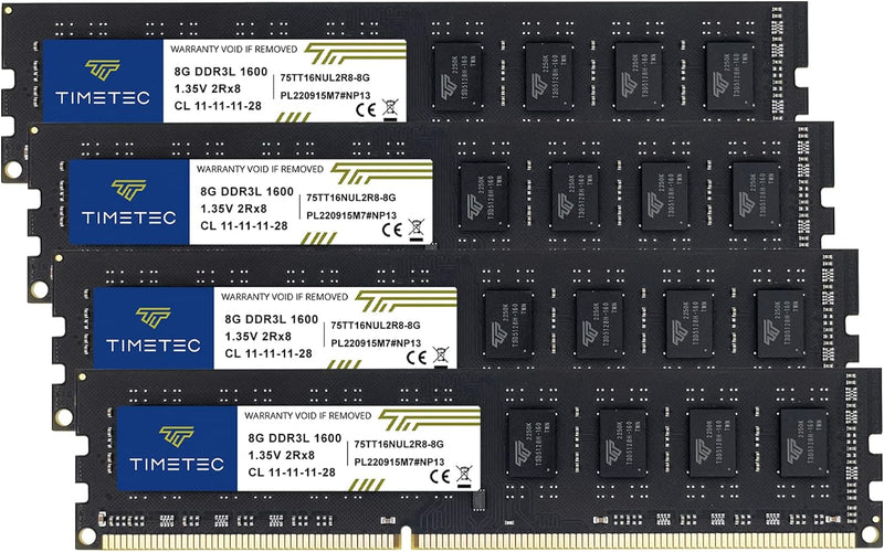 Timetec 32 GB KIT (4 x 8 GB) DDR3L / DDR3 1600 MHz (DDR3L-1600) PC3L-12800 / PC3-12800 Non-ECC ungep