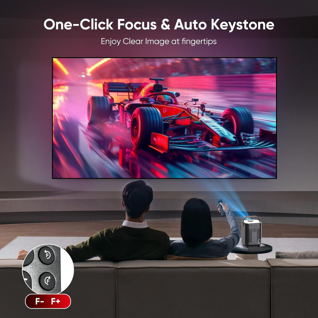 Beamer, Elektrischer Fokus/Auto Trapezkorrektur WiFi 6 BT5.2 Mini Beamer 4K Full HD 1080P Unterstütz