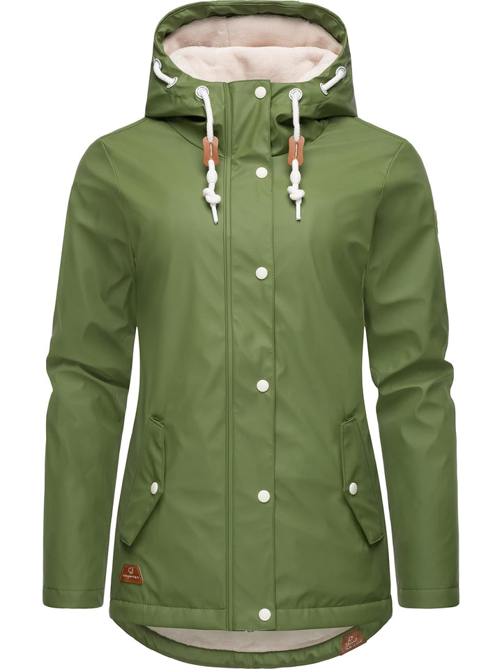 Ragwear Damen Winterjacke kurze Regenjacke wasserdicht warm gefüttert mit Kapuze Marge XS-6XL L Oliv