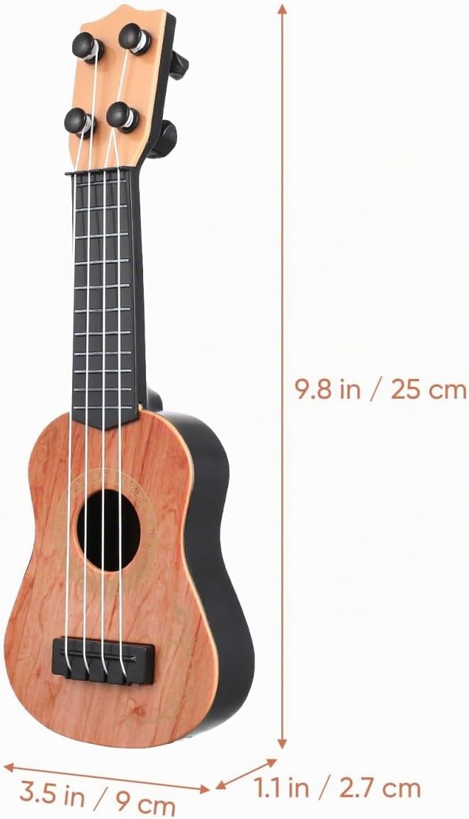 SAFIGLE 25cm Gitarre für Kinder：Mini Kindergitarre Ukulele Spielzeug 4-Saitige Musikgitarre Modell -