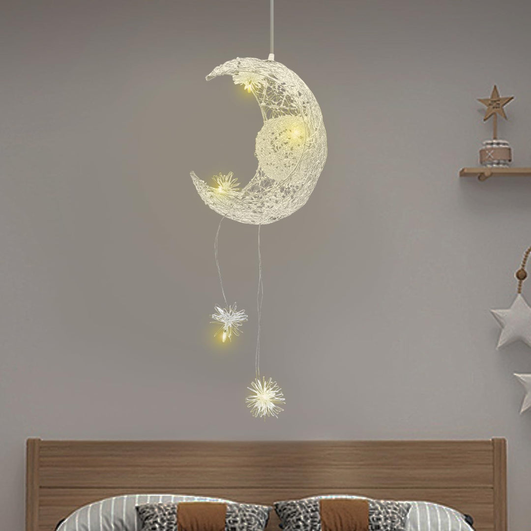 kangten LED Decken Lampe Kreative Kinder Zimmer Fairy Mond und Sterne Pendelleuchte Kronleuchter Bel