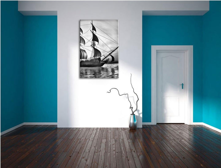 Pixxprint Altes Segelschiff 100x70cm Leinwandbild Wandbild Kunstdruck, 100x70