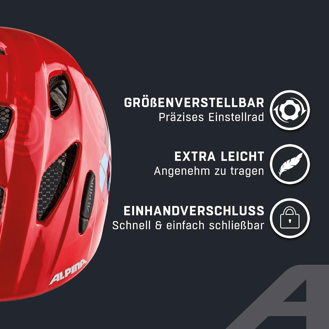 ALPINA XIMO - Leichter, Sicherer & Bruchfester Fahrradhelm Mit Optionalen LED-Licht Für Kinder firef