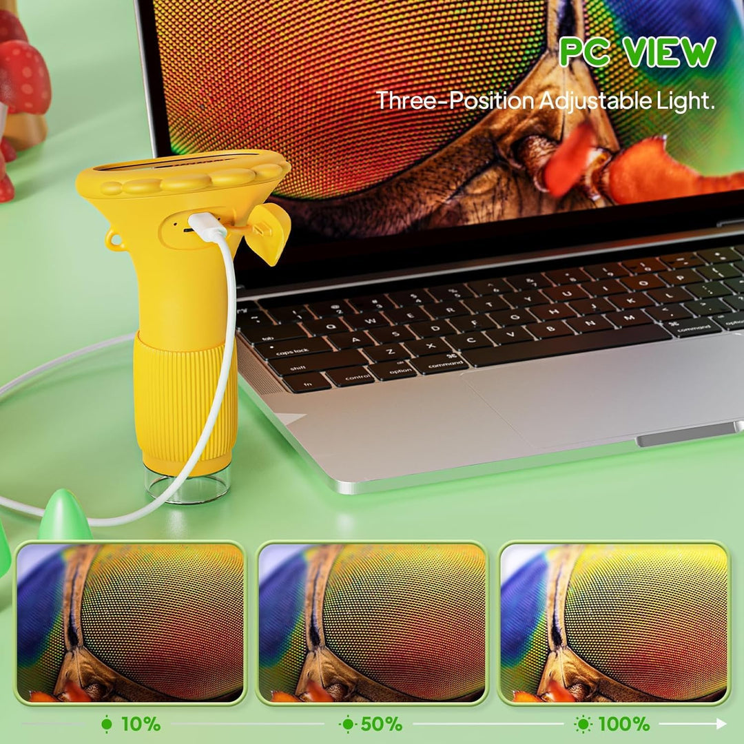 Handy-Mikroskop für Kinder, Ashfly 200X tragbares Taschenmikroskop, 2,0" IPS-Bildschirm USB Microsco