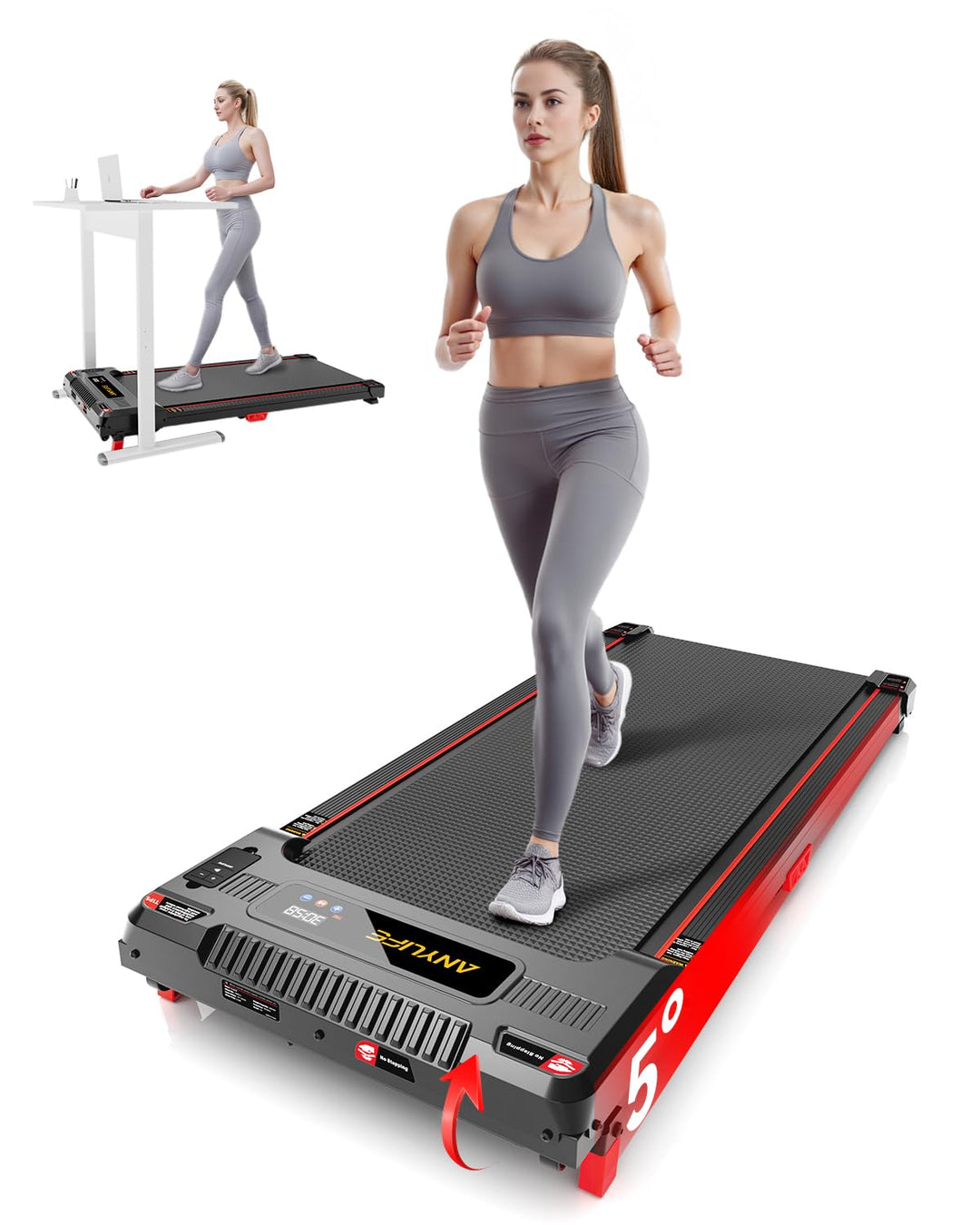 Anylife Laufband, Schreibtisch laufband,Walking Pad mit Steigung,kompakte Laufbänder，Walking Machine