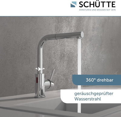 SCHÜTTE 99700 VITAL Sensor-Spültischarmatur Küche, Küchenarmatur mit ausziehbarer Brause, automatisc