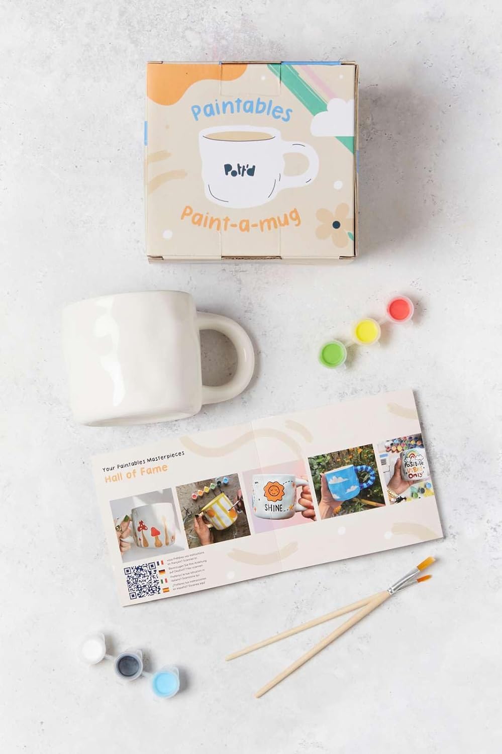 Pott'd Paintables Tasse Malset Einzel- oder Doppel-Keramik-Malset für Erwachsene Keramik Malset enth
