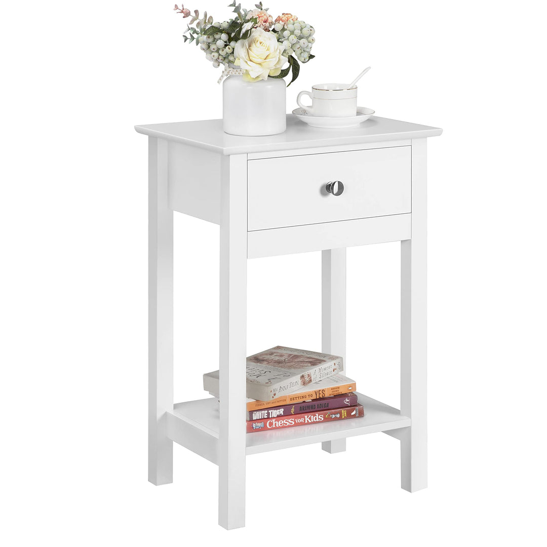 Yaheetech Nachttisch mit Schublade, Beistelltisch mit Ablage, Nachtkonsole Kommode Sofatisch, 40 x 3