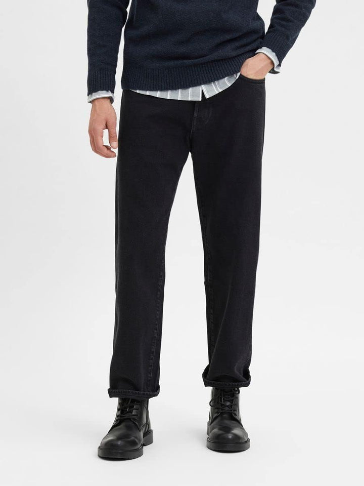 Selected Homme Male Loose Fit Jeans 220 38 Schwarzer Jeansstoff, 38 Schwarzer Jeansstoff