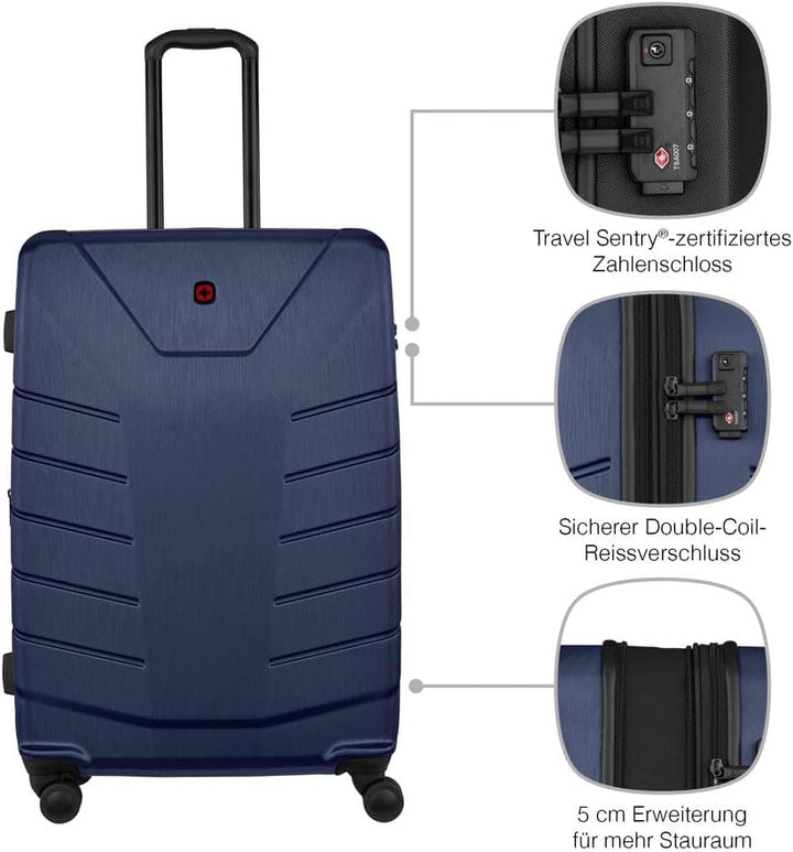 WENGER Pegasus L Hartschalenkoffer mit 4 Rollen, Trolley, L, 99 (115) l, Sicherheitsschloss, Damen H