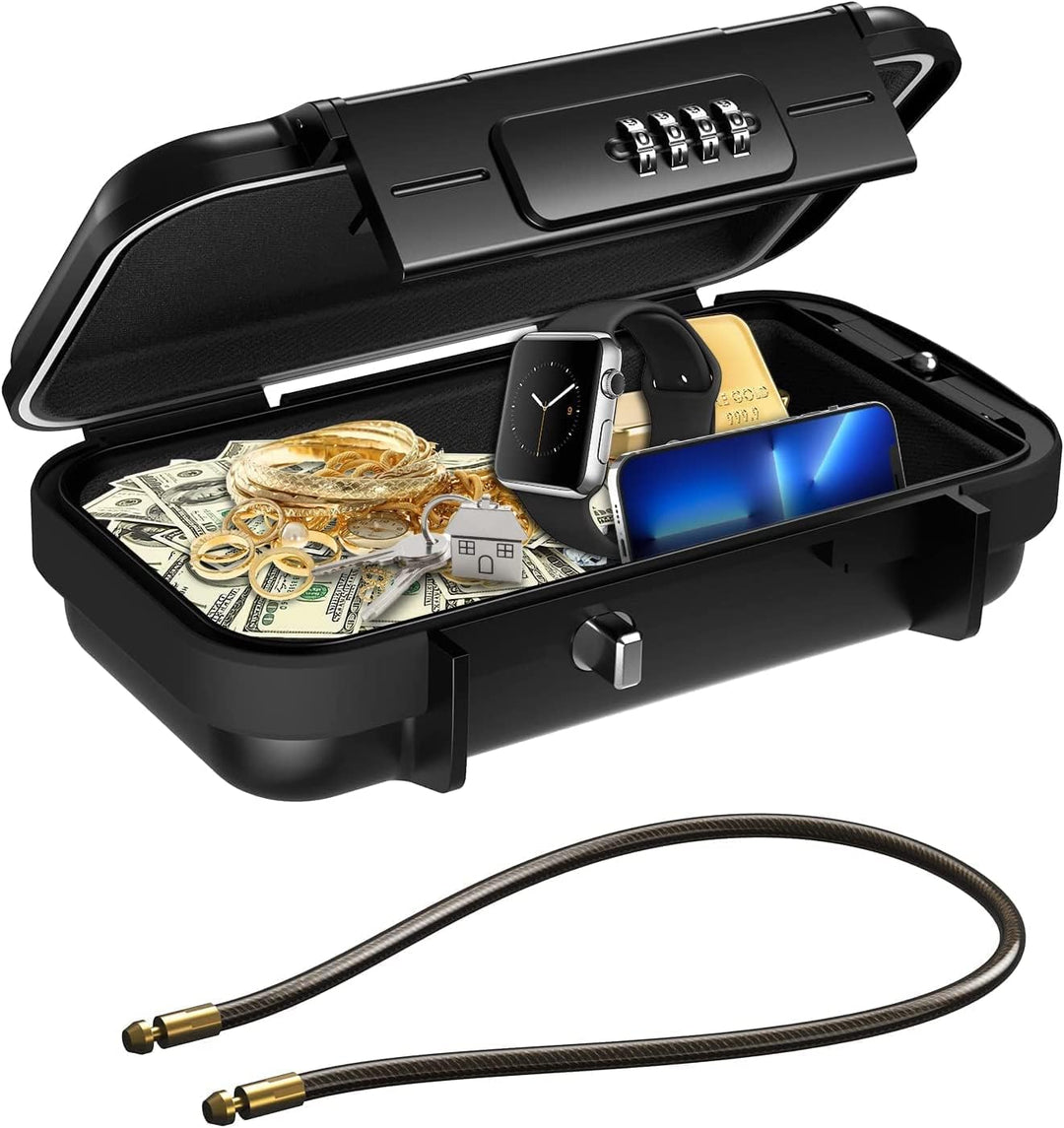 Upgrade Tragbarer Tresor, Sicherheitsbox mit Zahelncode,Wasserdicht Anti-Diebstahl Mini Tresor Zahle