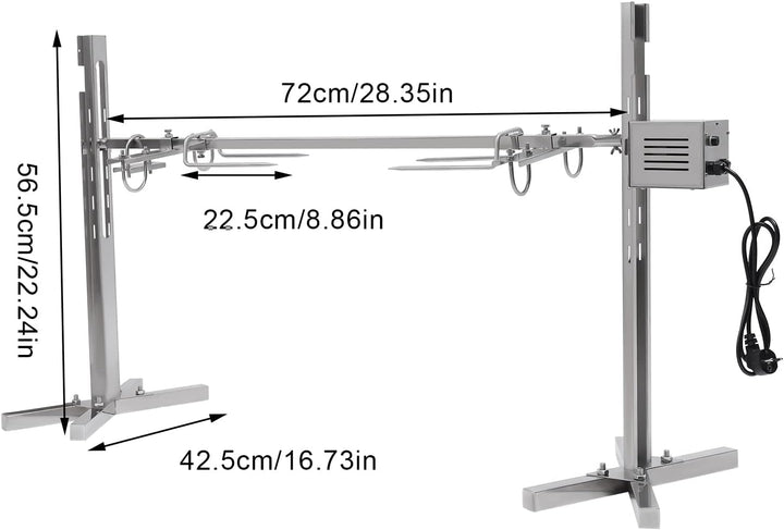 BBQ Grillspiess Set mit Motor 20W, Edelstahl Elektrischer Spanferkelgrill Drehspiess Rotisserie für