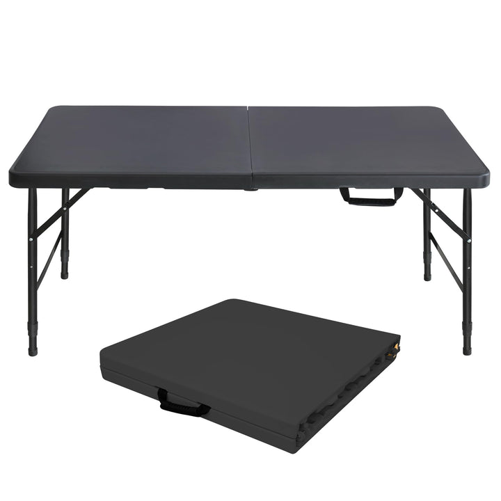 Klapptisch 125x61cm Kunststoff Klappbar Gartentisch Multifunktional Campingtisch mit Griff für BBQ,