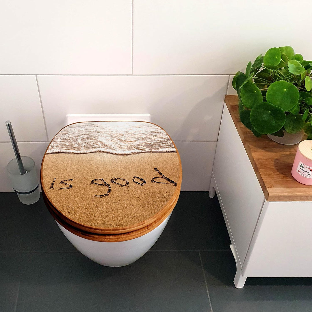 banjado Design WC Sitz Bambus Absenkautomatik 45,8x37,5cm - Toilettendeckel mit Absenkautomatik Holz